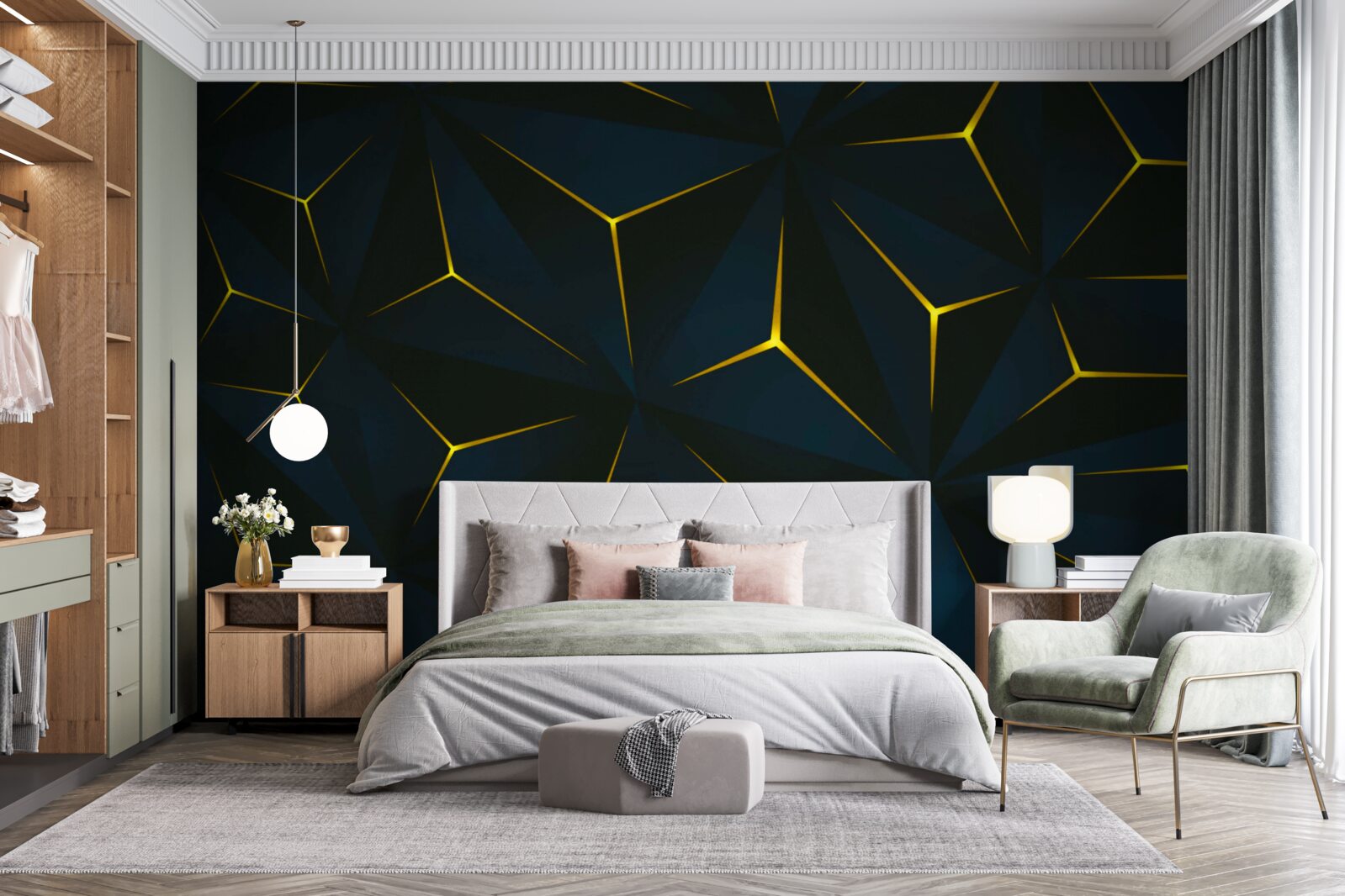 Фотошпалери золоті вставки, цілісність яких була порушена