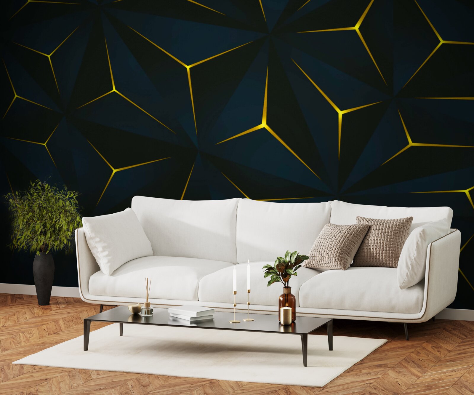 Фотошпалери золоті вставки, цілісність яких була порушена