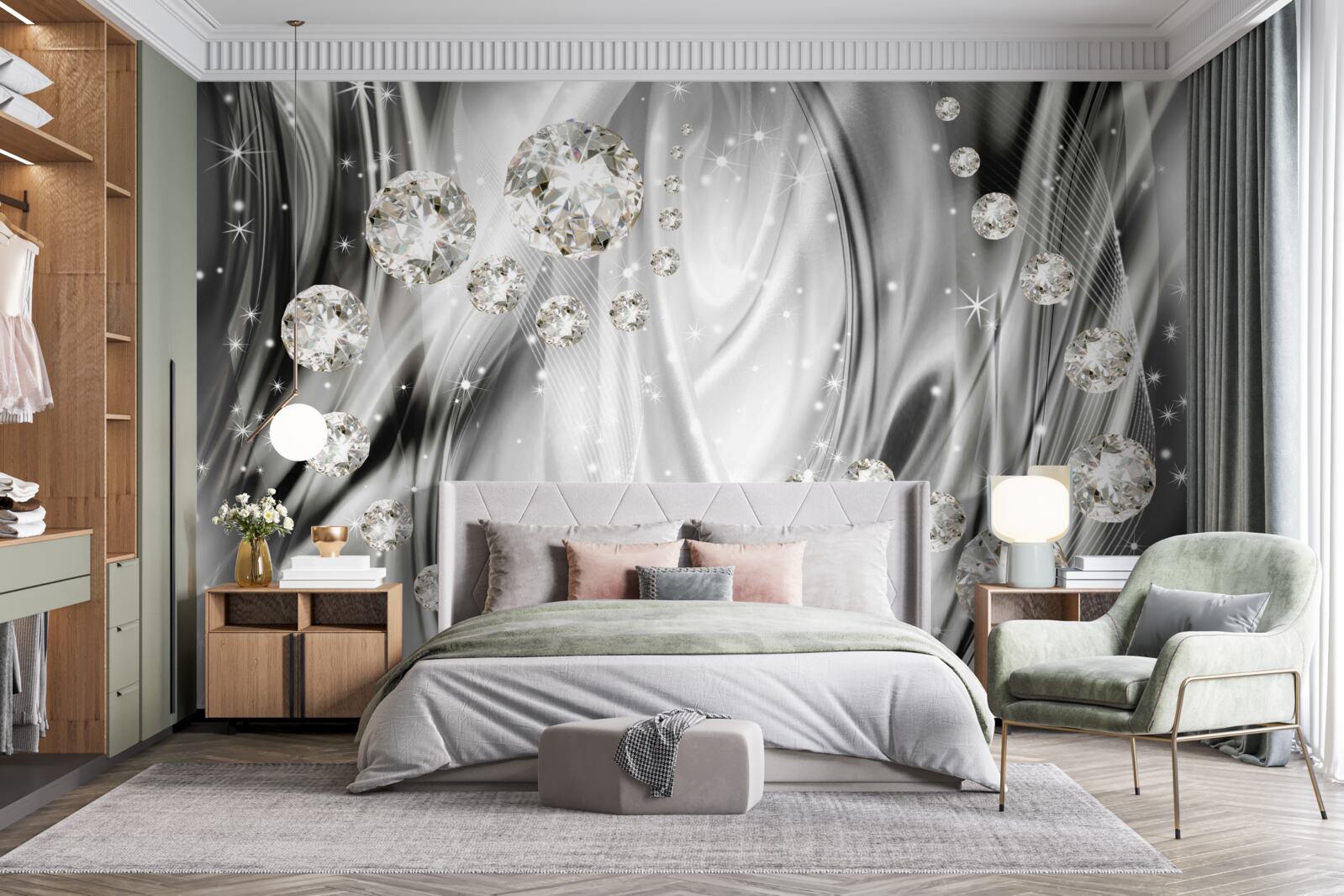 Фотошпалери сріблястий блиск