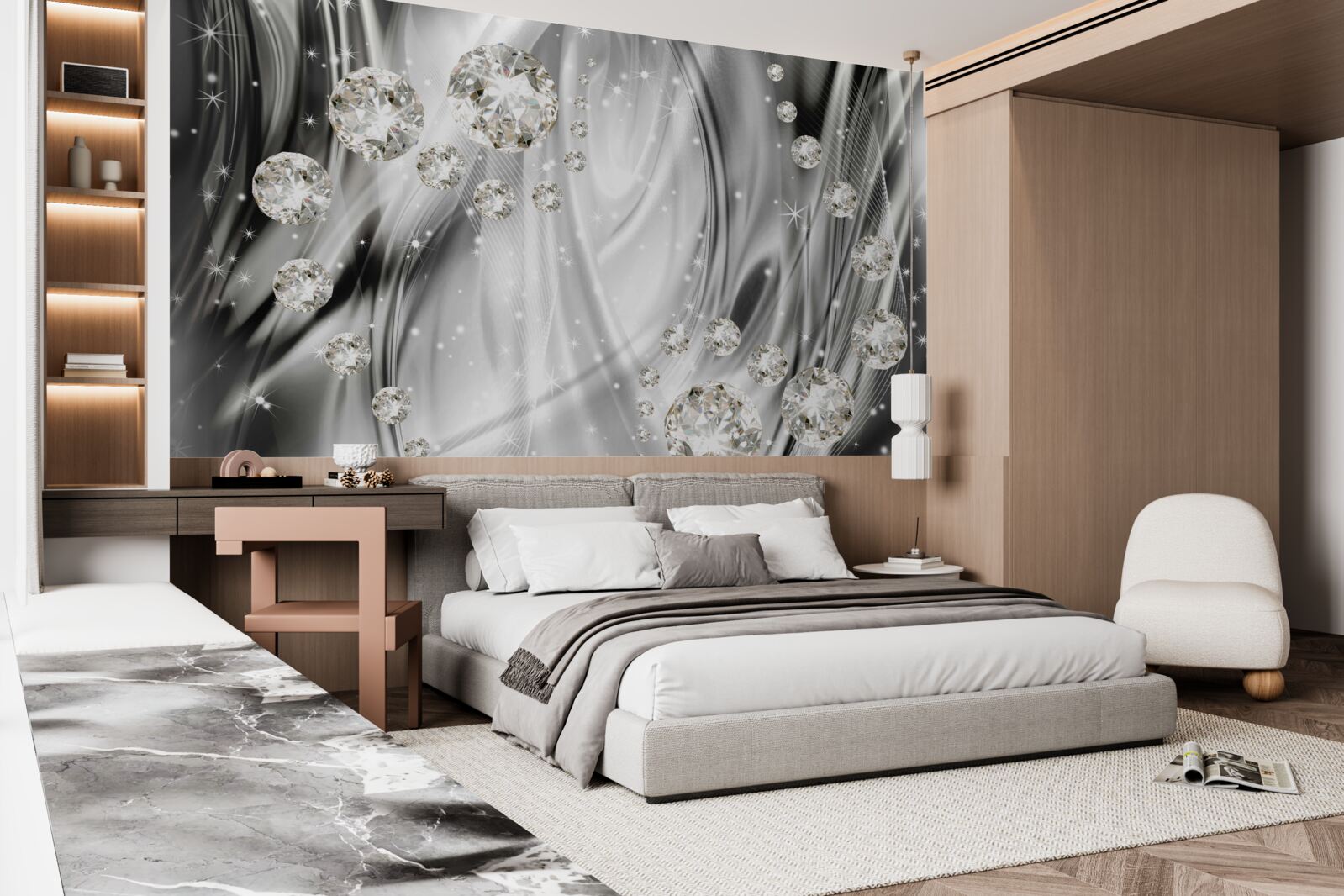 Фотошпалери сріблястий блиск