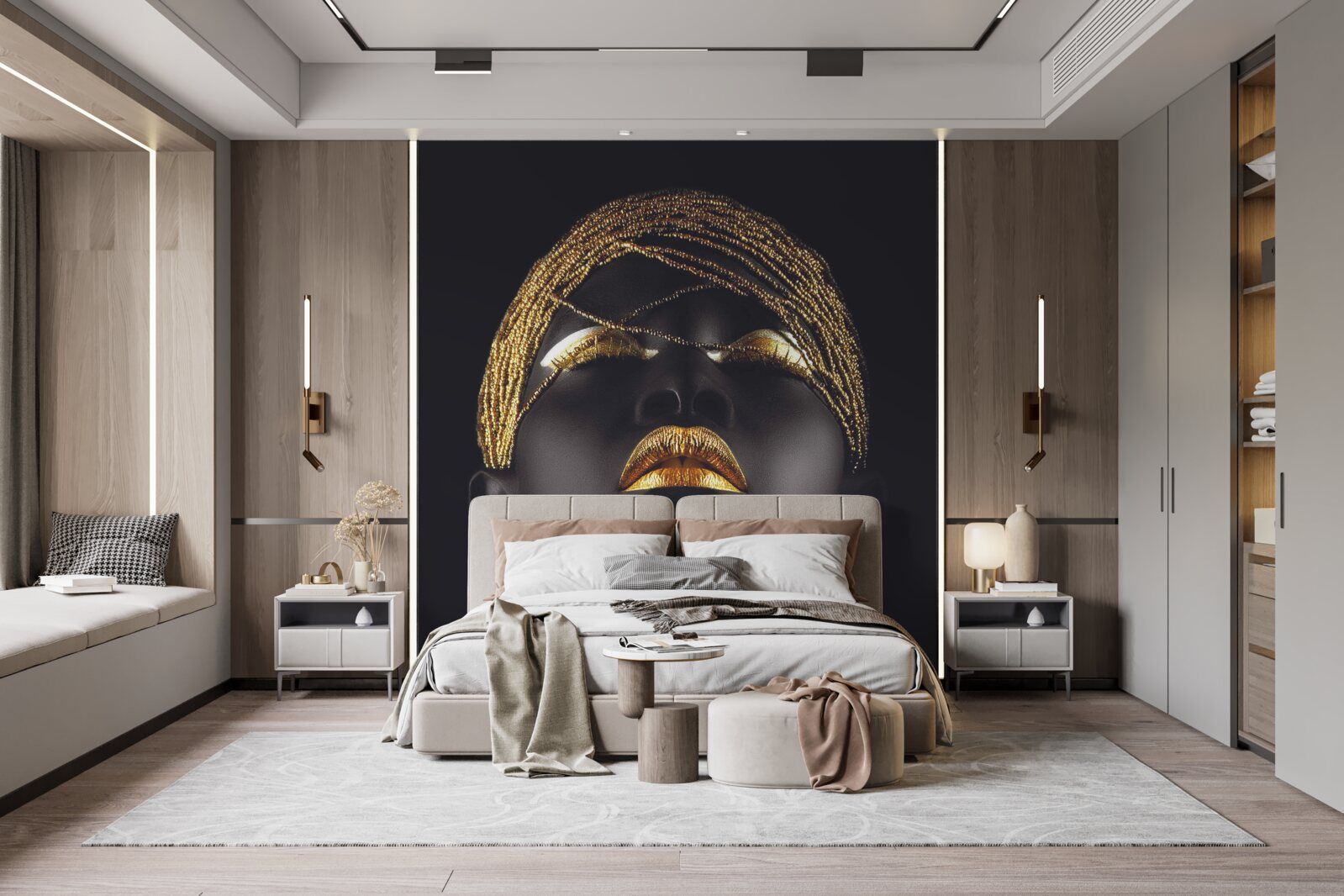 Фотошпалери жінка із золотими прикрасами