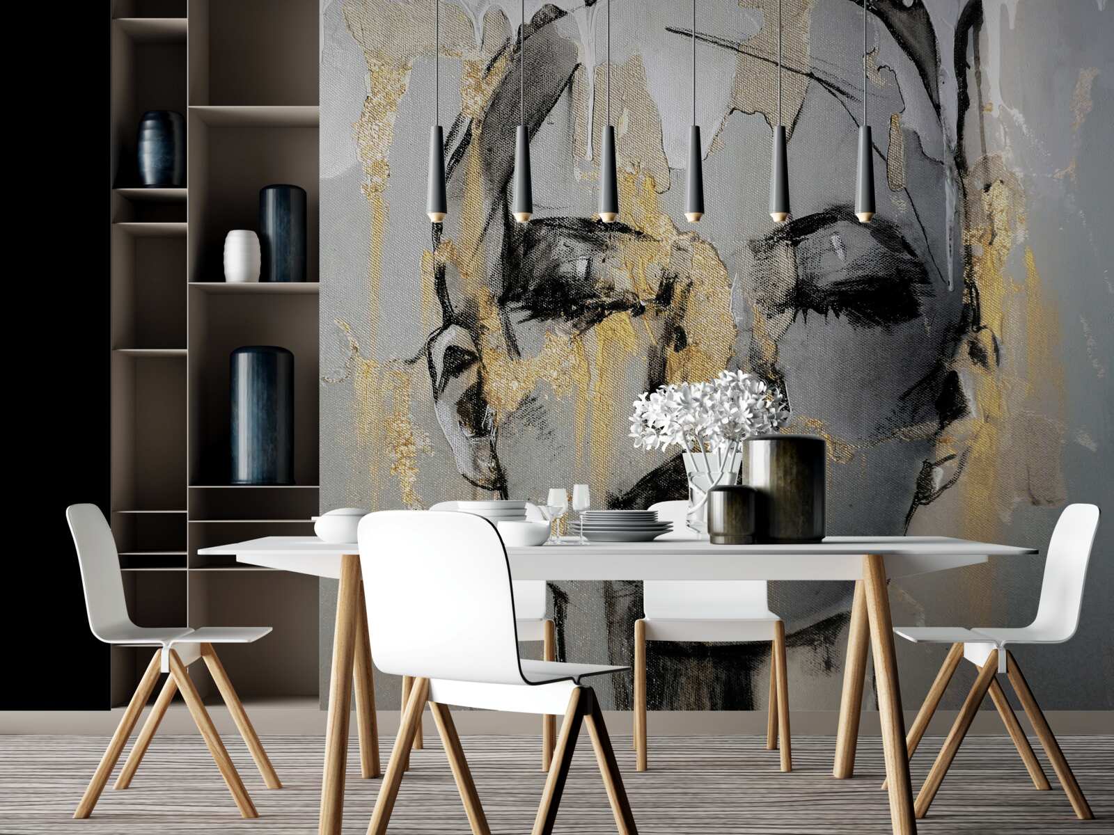 Фотошпалери дівчина на акварелі