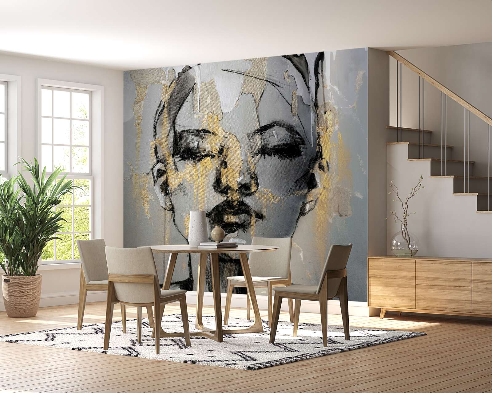 Фотошпалери дівчина на акварелі