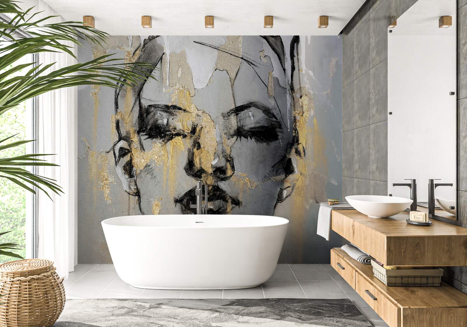 Фотошпалери дівчина на акварелі