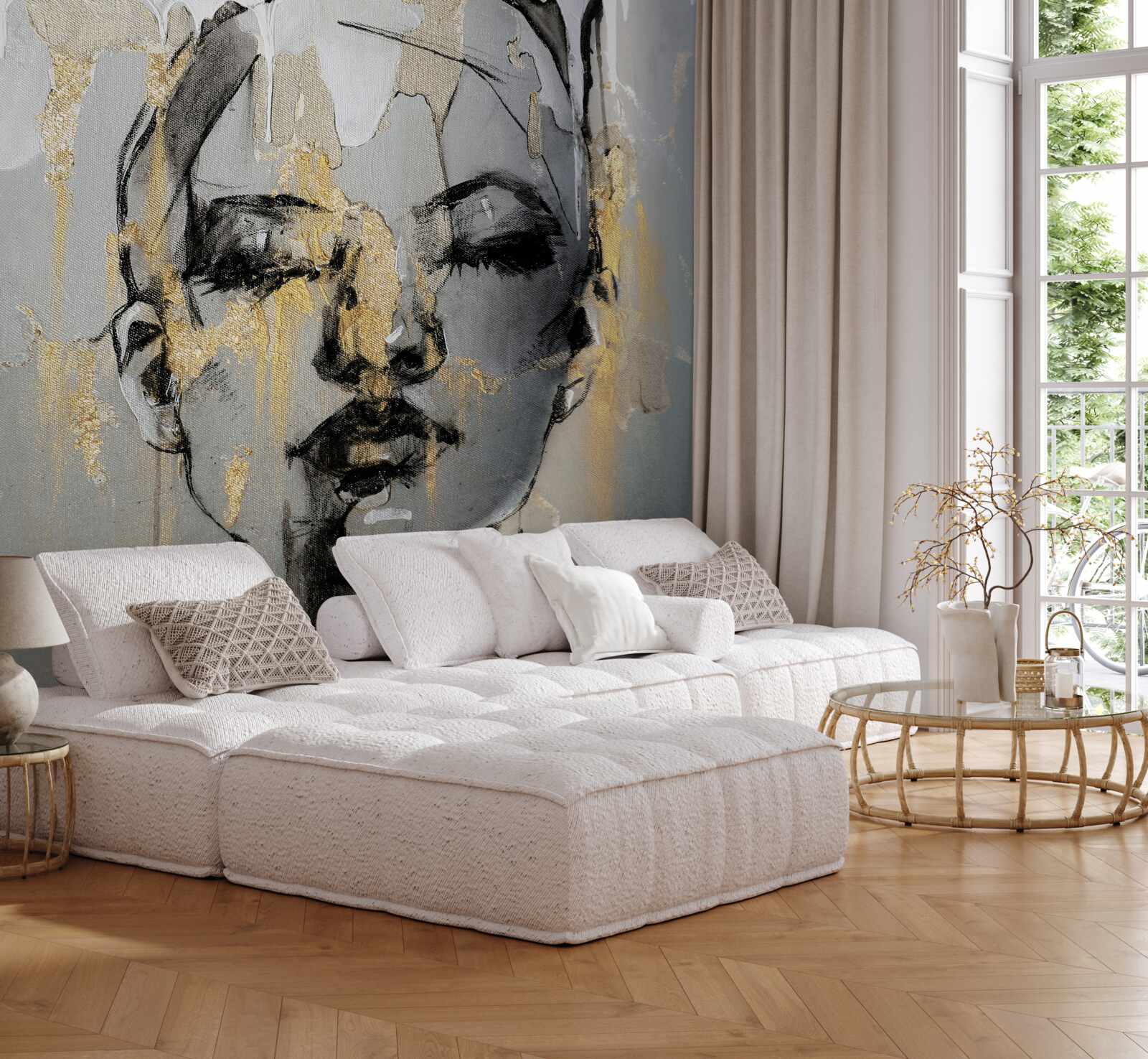 Фотошпалери дівчина на акварелі