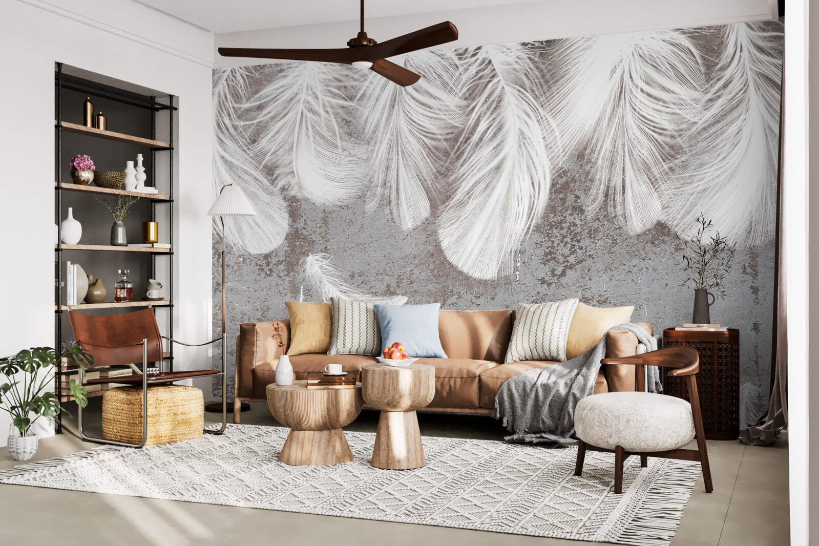 Фотошпалери яскраво-біле пір'я