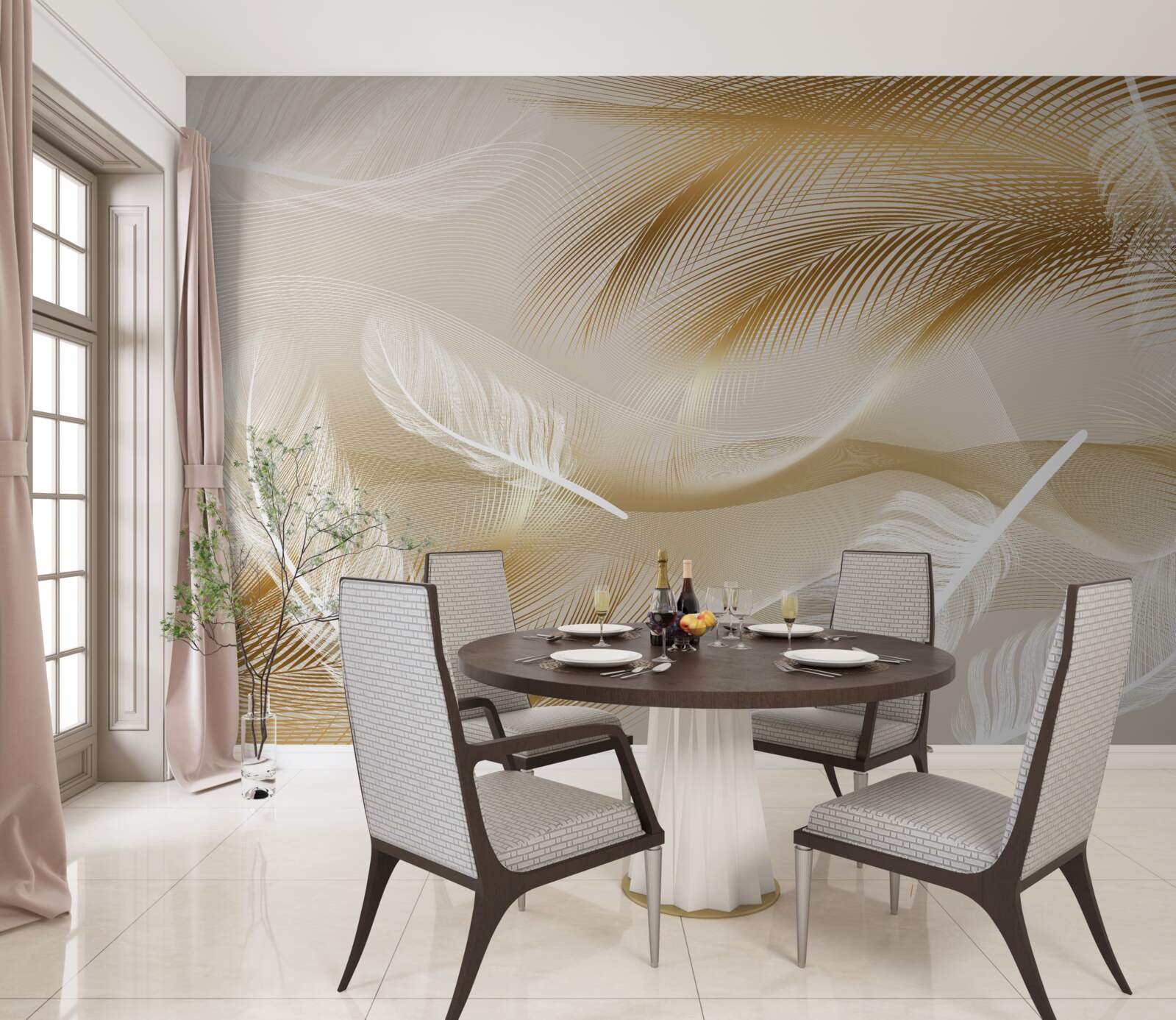 Фотошпалери позолочене оперення