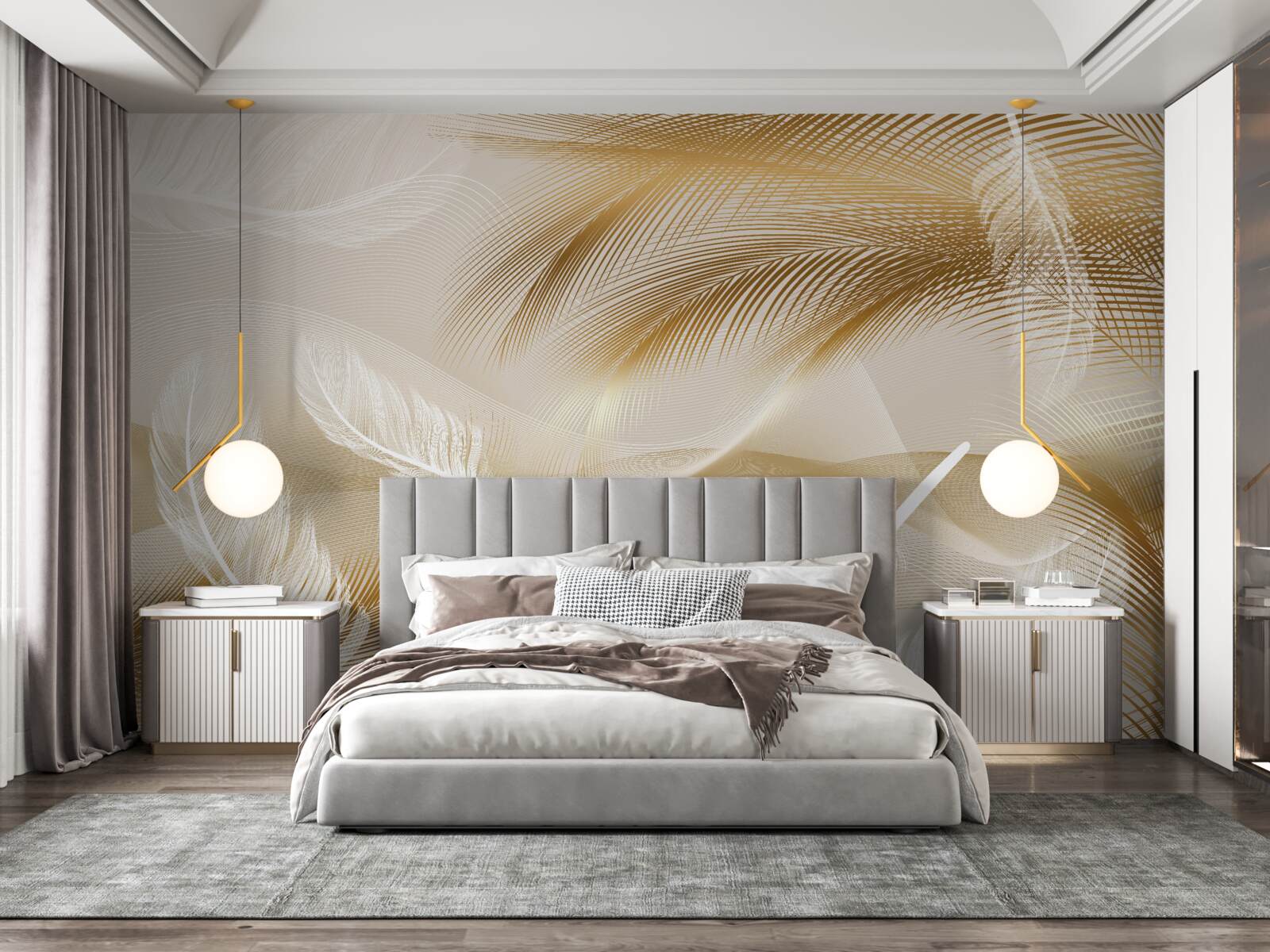 Фотошпалери позолочене оперення