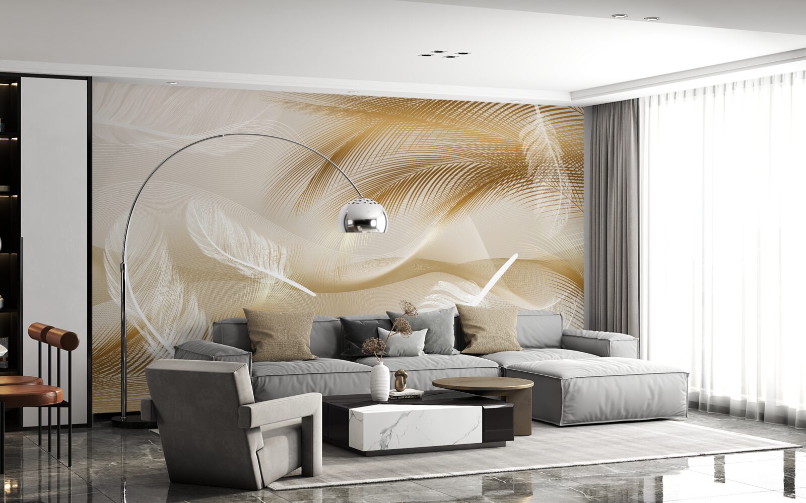 Фотошпалери позолочене оперення