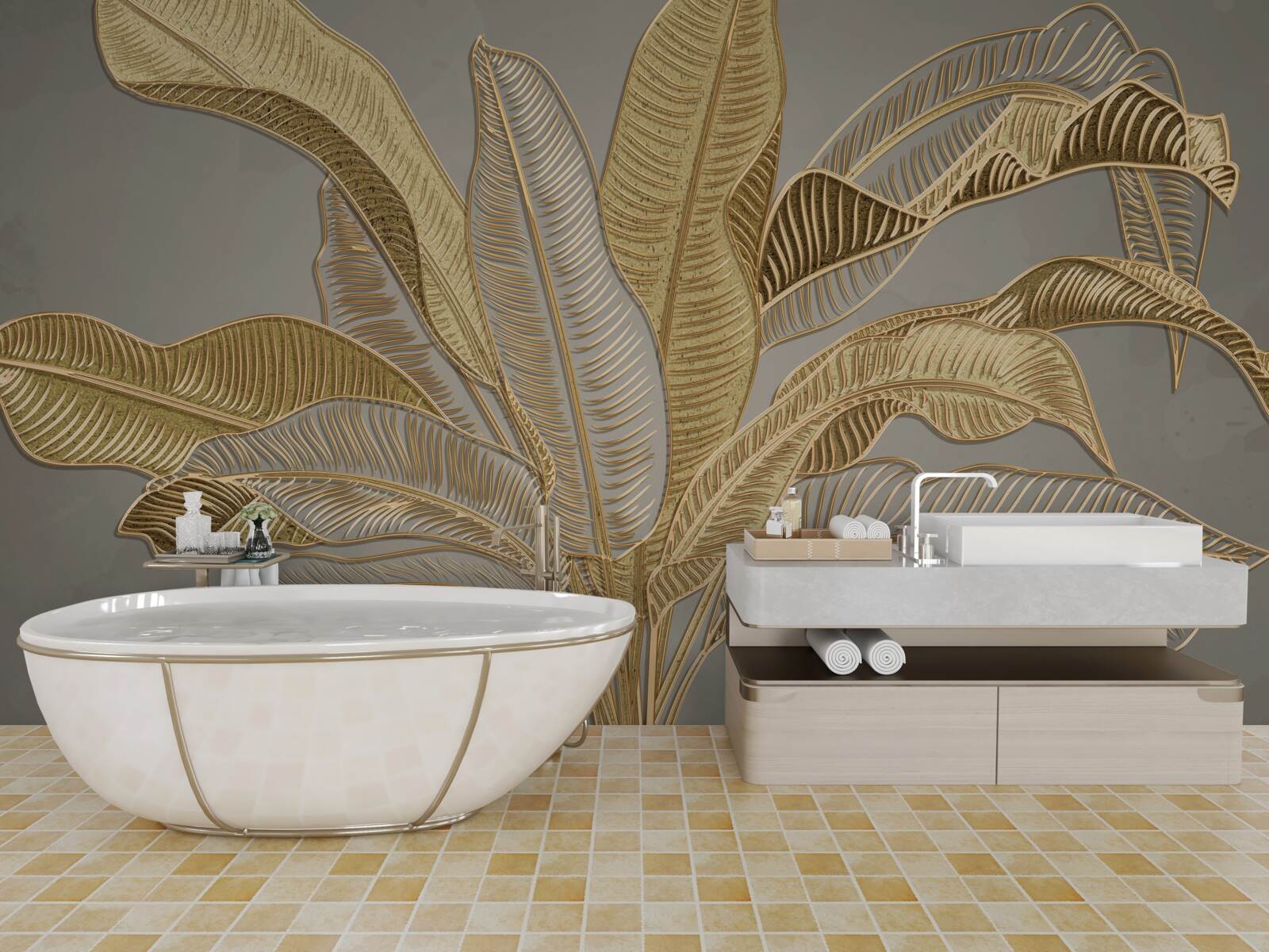 Фотошпалери золота пальма