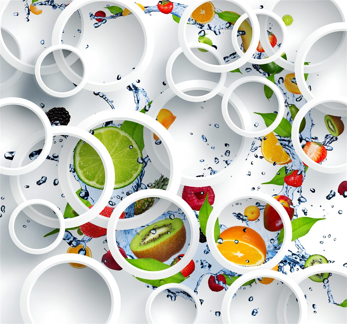 Фотошпалери колеса та фрукти