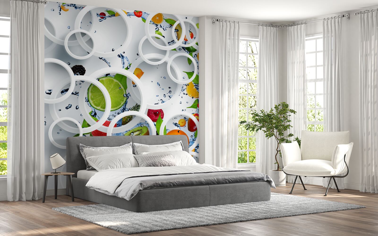 Фотошпалери колеса та фрукти