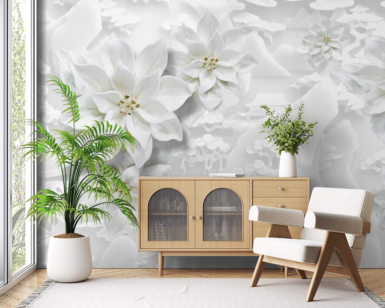 Фотошпалери білі квіти