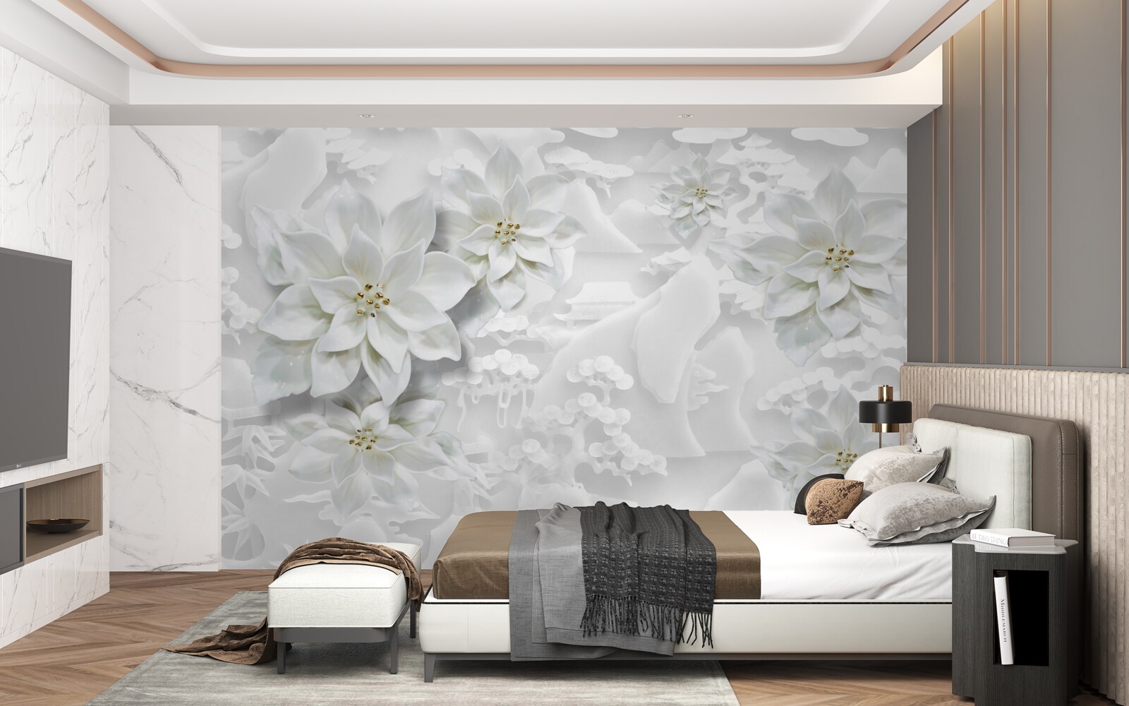 Фотошпалери білі квіти