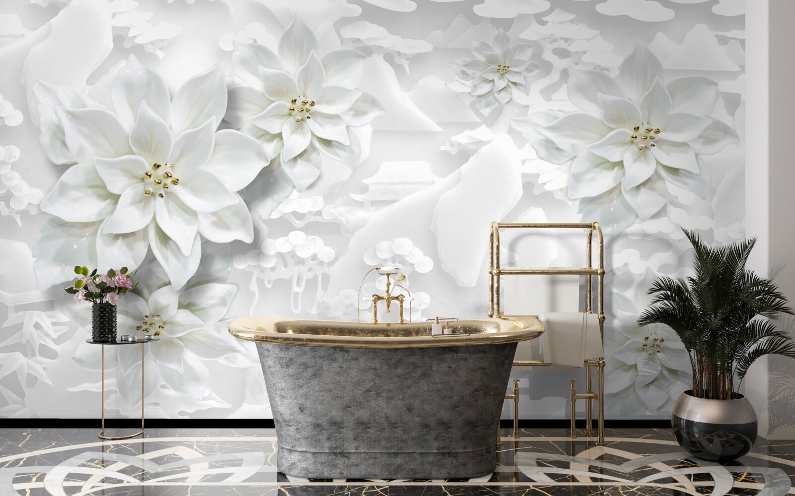 Фотошпалери білі квіти