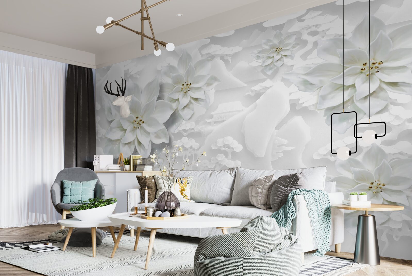 Фотошпалери білі квіти