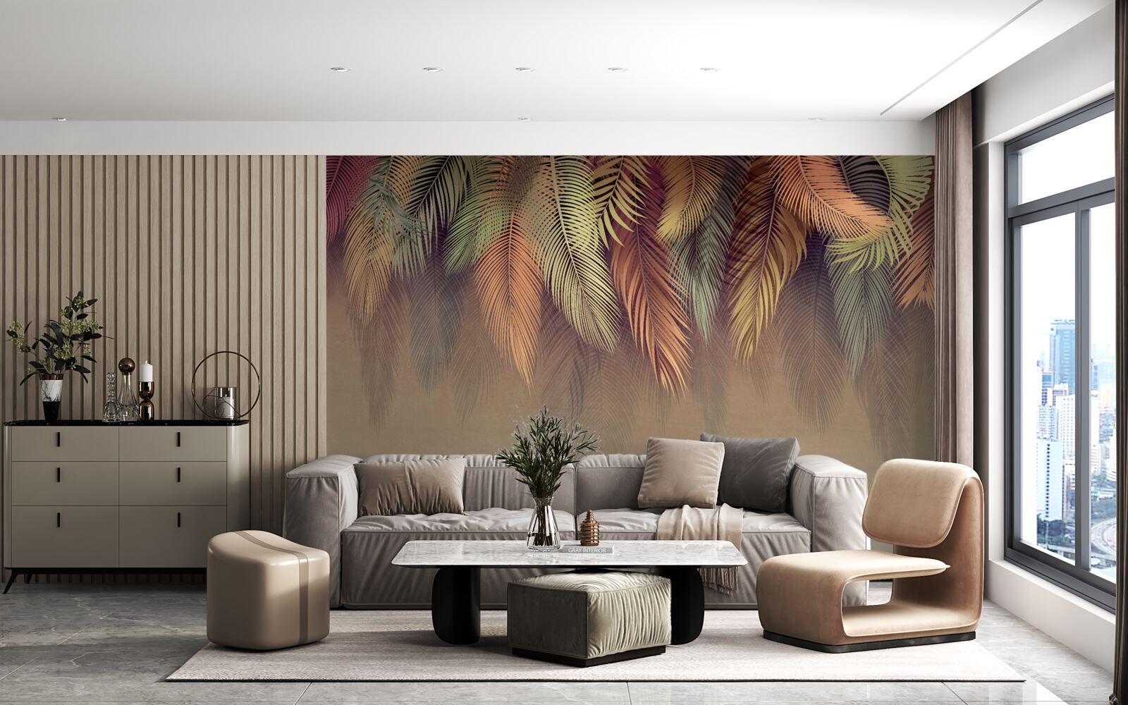 Фотошпалери шпалери, перев'язані рожевим пером