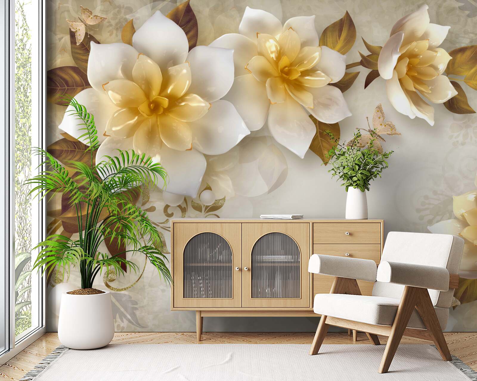 Фотошпалери порцелянові квіти