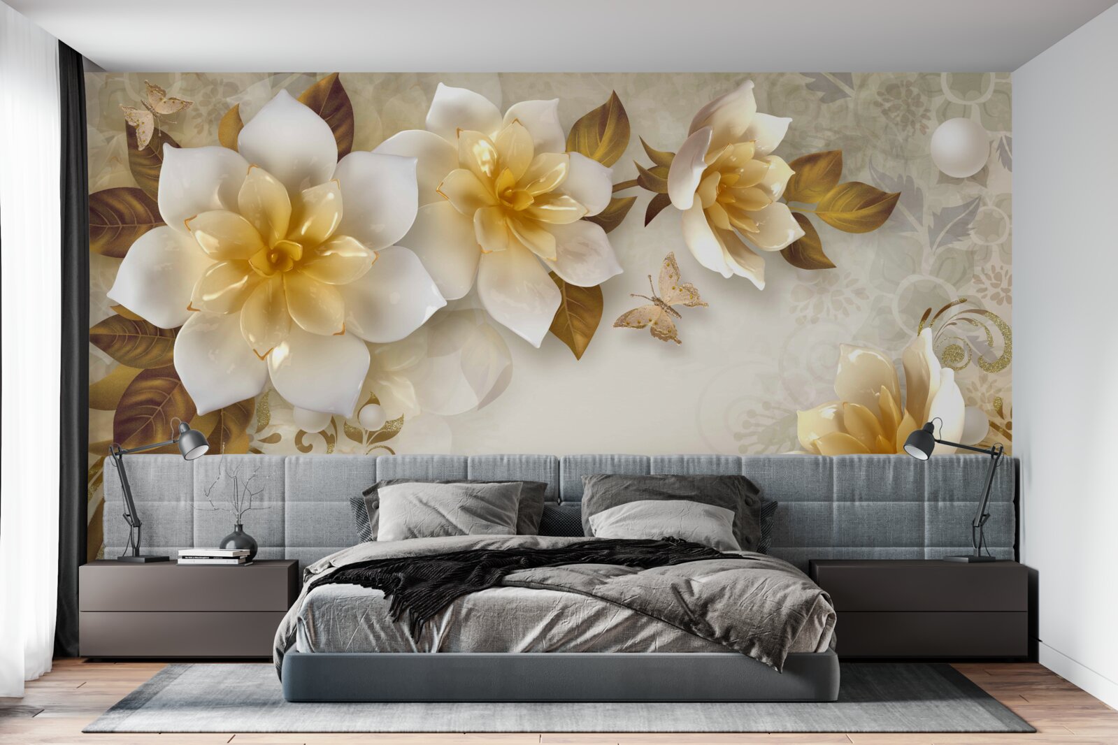 Фотошпалери порцелянові квіти