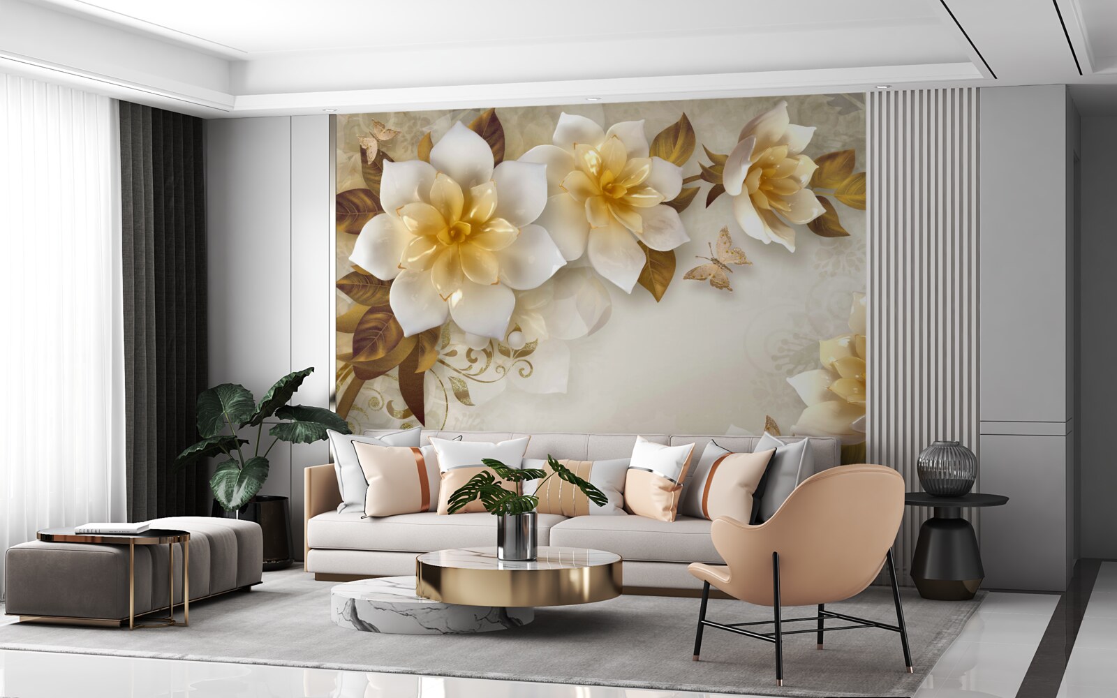 Фотошпалери порцелянові квіти