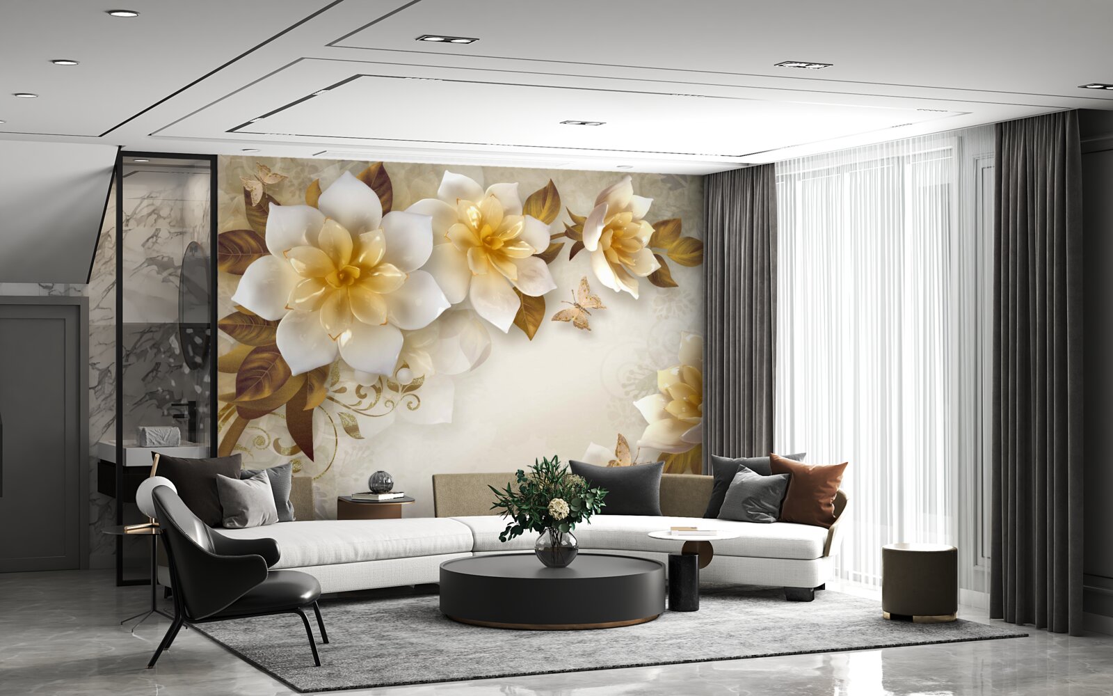 Фотошпалери порцелянові квіти