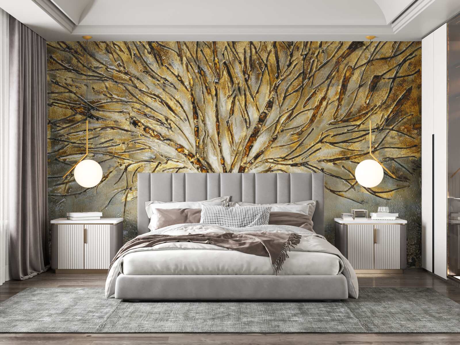 Фотошпалери ялинка із золотого металу