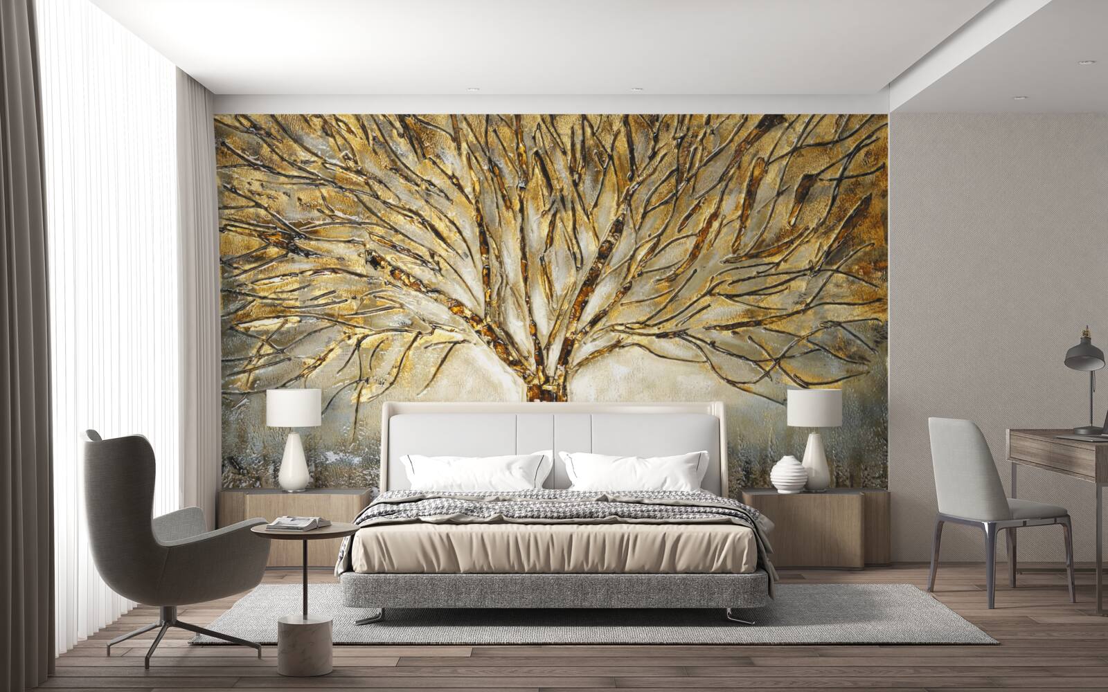 Фотошпалери ялинка із золотого металу