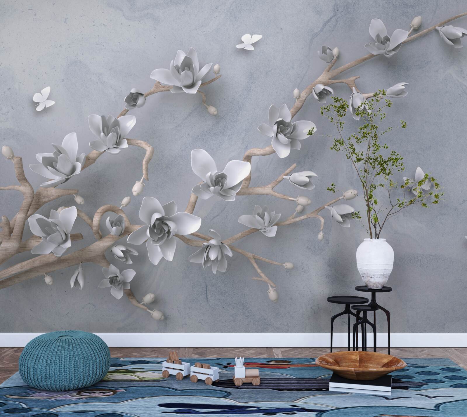 Фотошпалери гілка, прикрашена бутонами