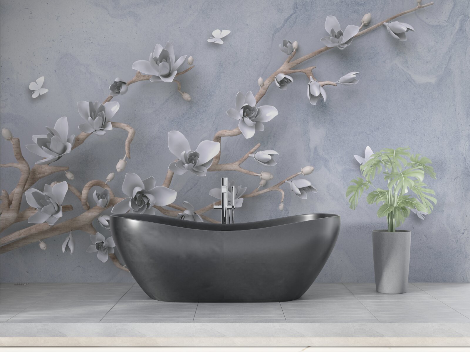 Фотошпалери гілка, прикрашена бутонами