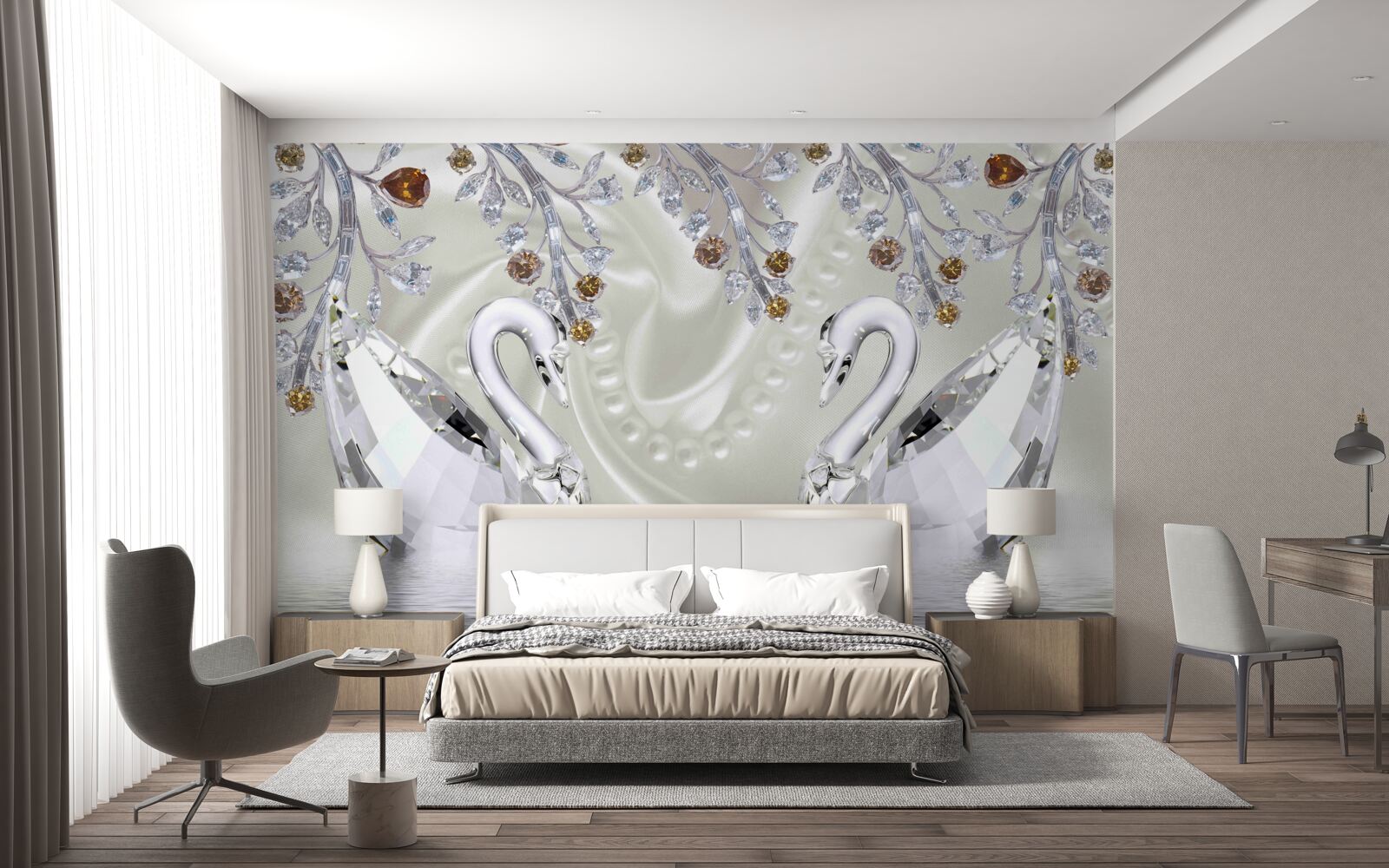 Фотошпалери Лебеді зі скла