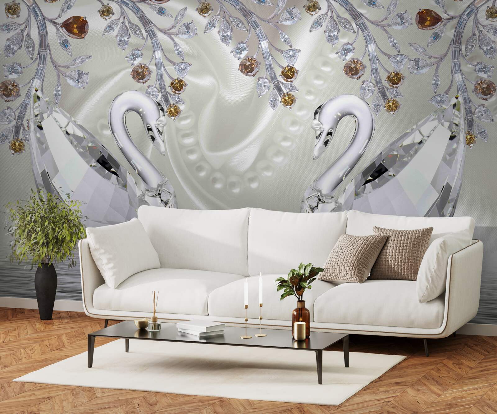Фотошпалери Лебеді зі скла