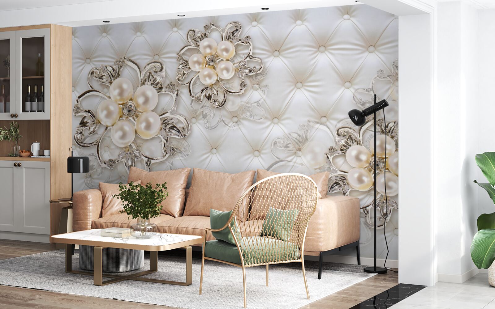 Фотошпалери оббивка з квітковим дизайном