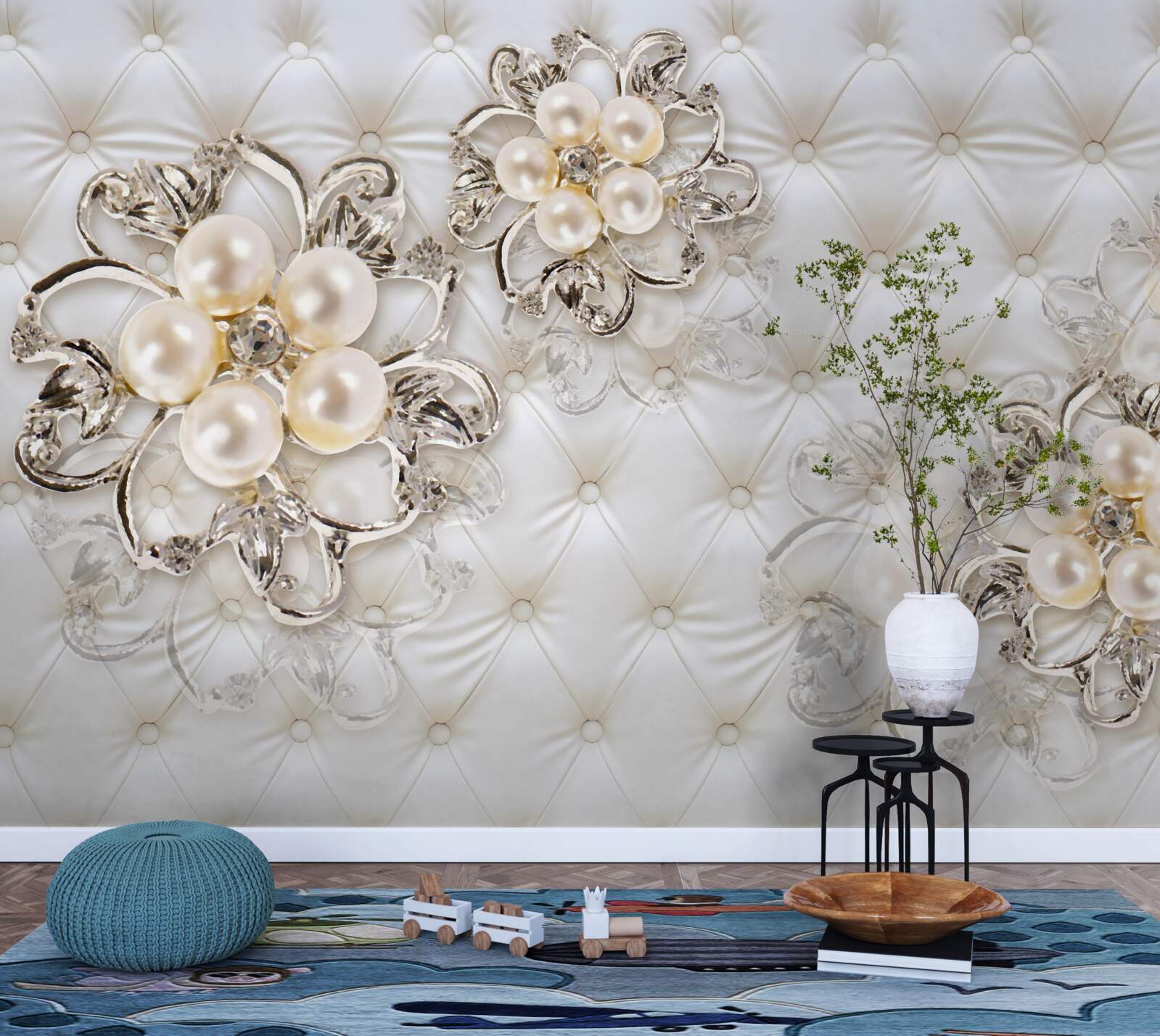 Фотошпалери оббивка з квітковим дизайном