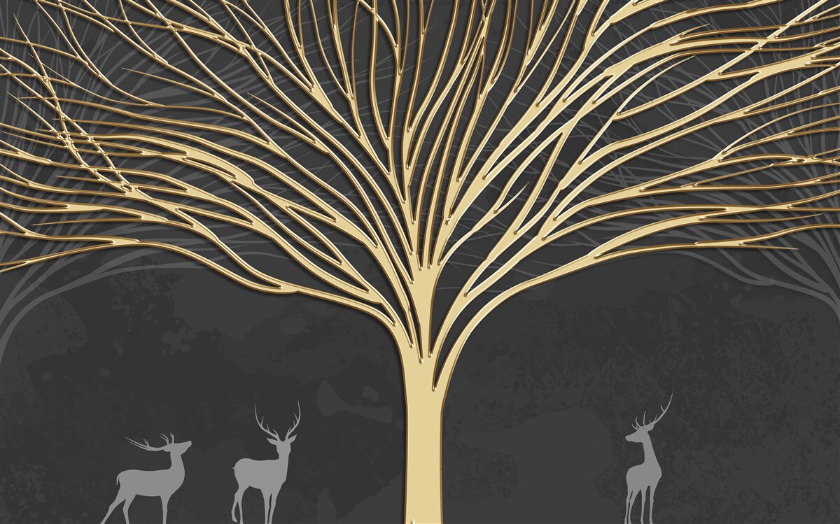 Фотошпалери абстрактне дерево із золота