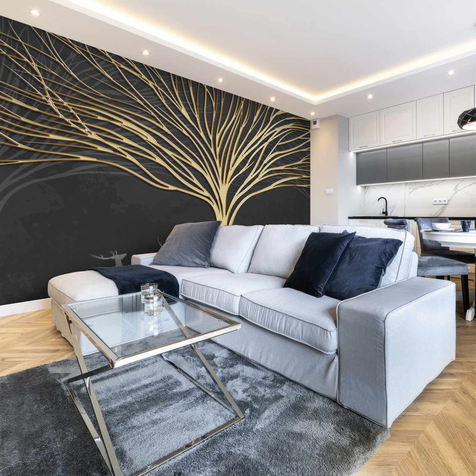 Фотошпалери абстрактне дерево із золота