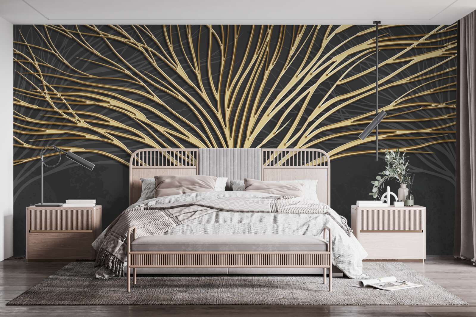 Фотошпалери абстрактне дерево із золота