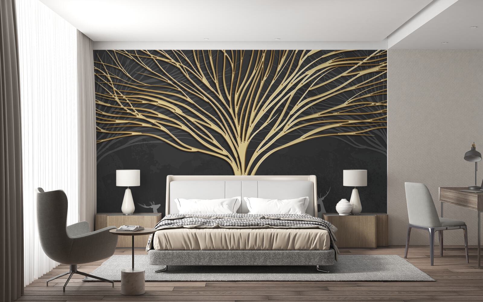 Фотошпалери абстрактне дерево із золота