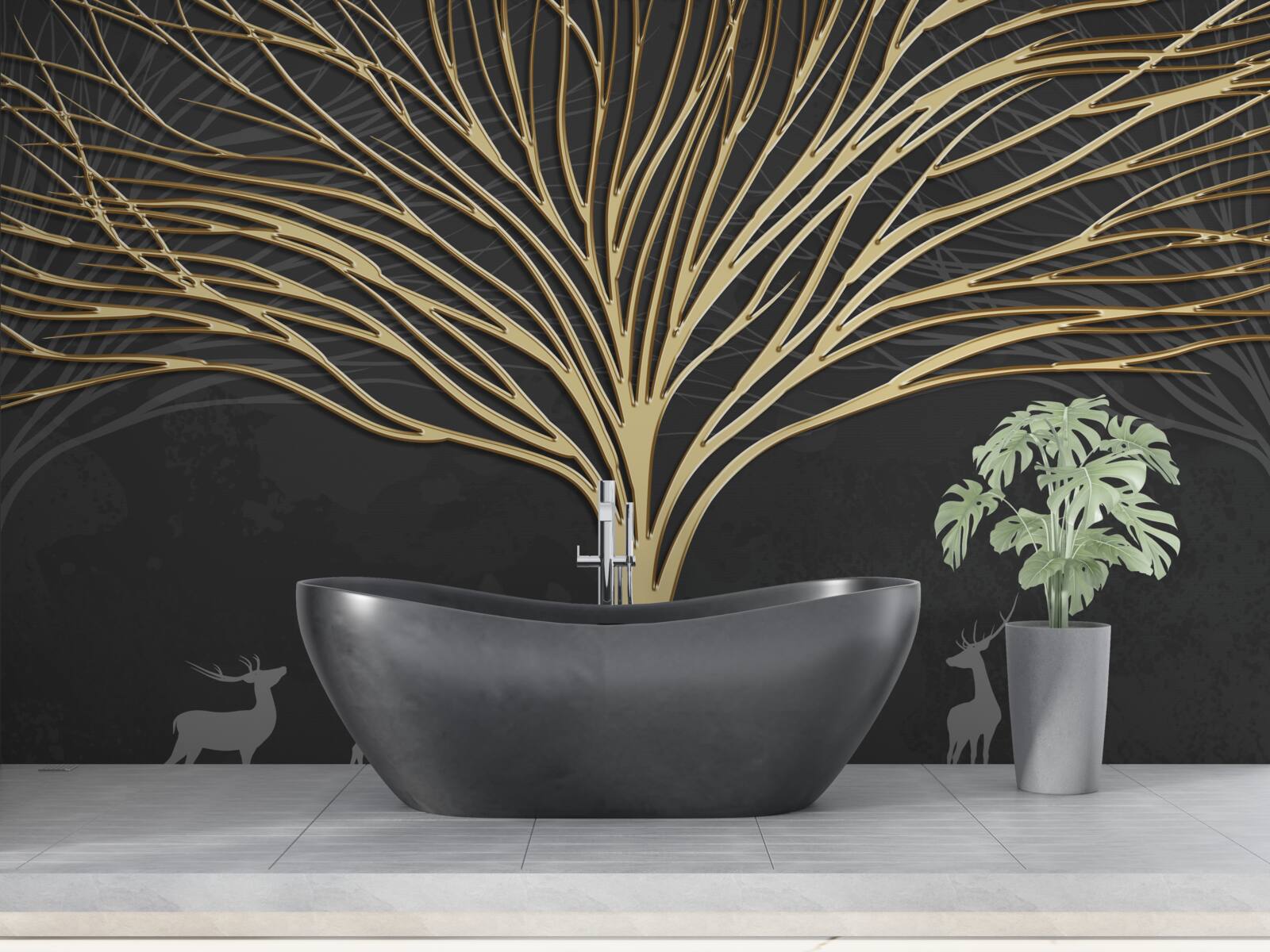 Фотошпалери абстрактне дерево із золота