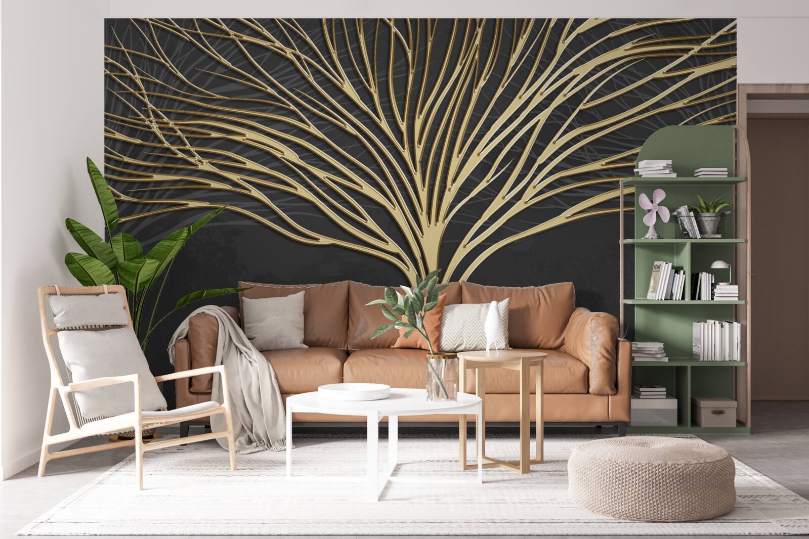 Фотошпалери абстрактне дерево із золота