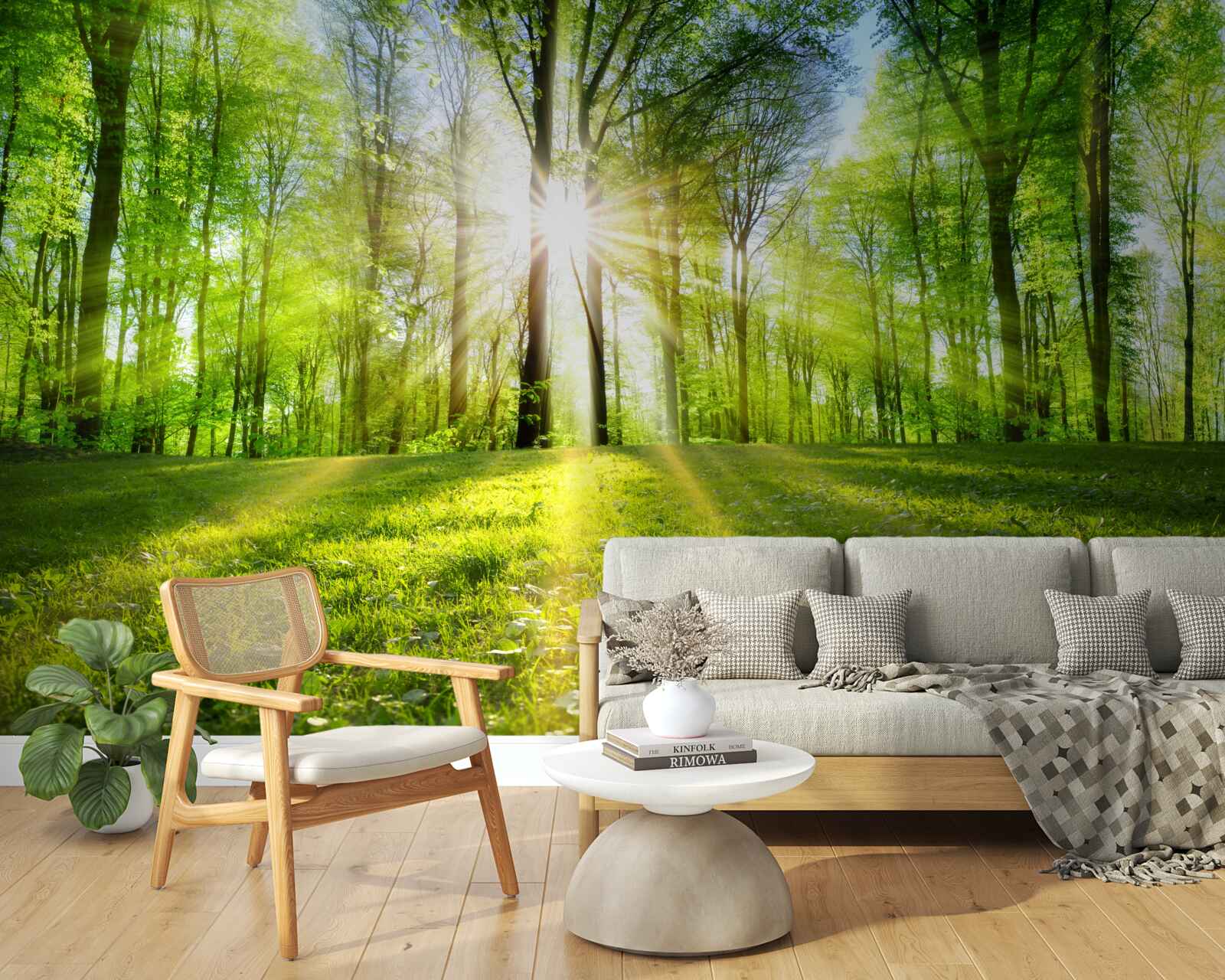 Фотошпалери сонячні промені проникають крізь дерева