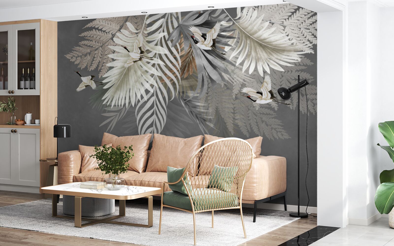 Фотошпалери листя і птахи