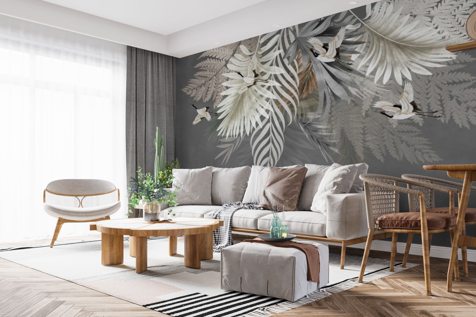 Фотошпалери листя і птахи