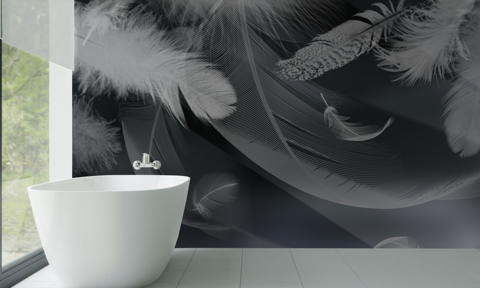 Фотошпалери темний фон, прикрашений пір'ям