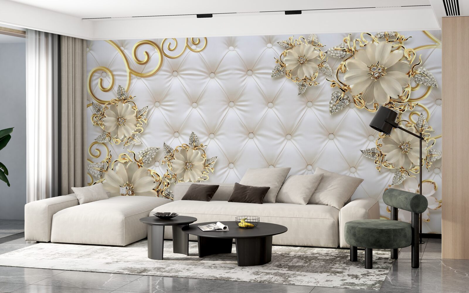 Фотошпалери красиві золотисті квіти