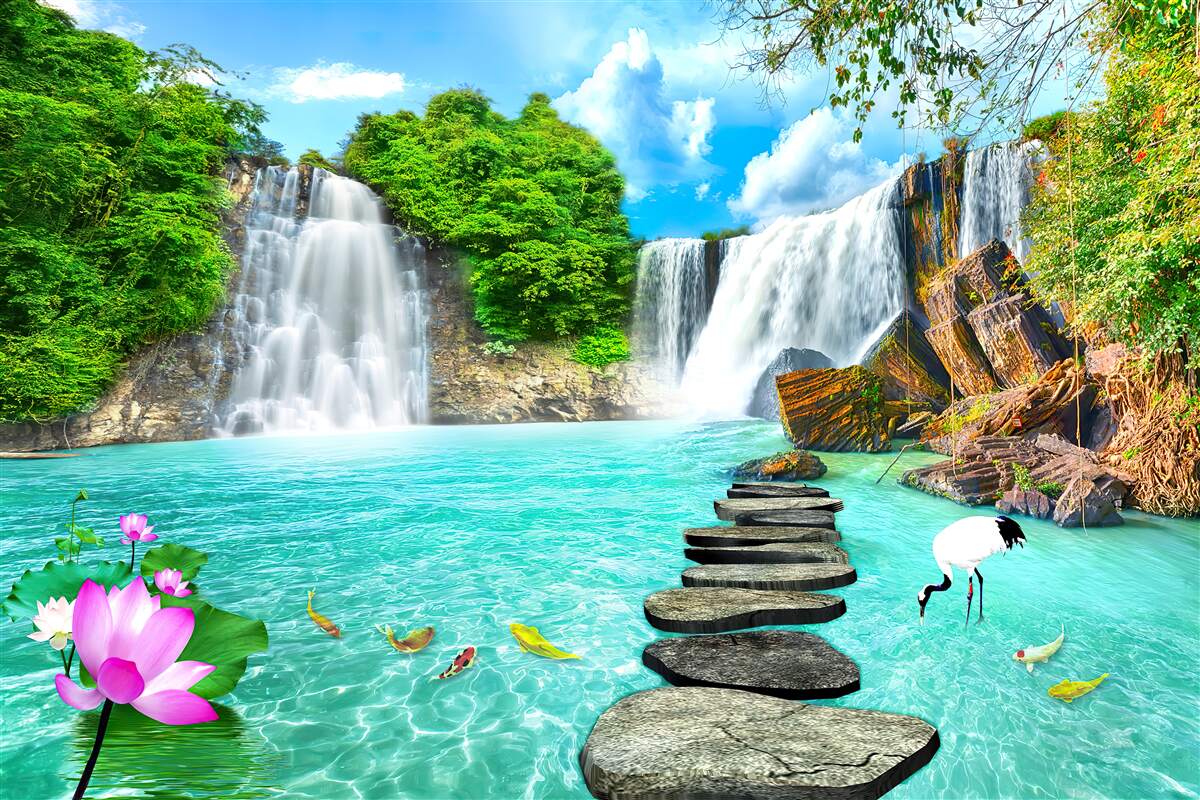 Фотошпалери лісовий водоспад