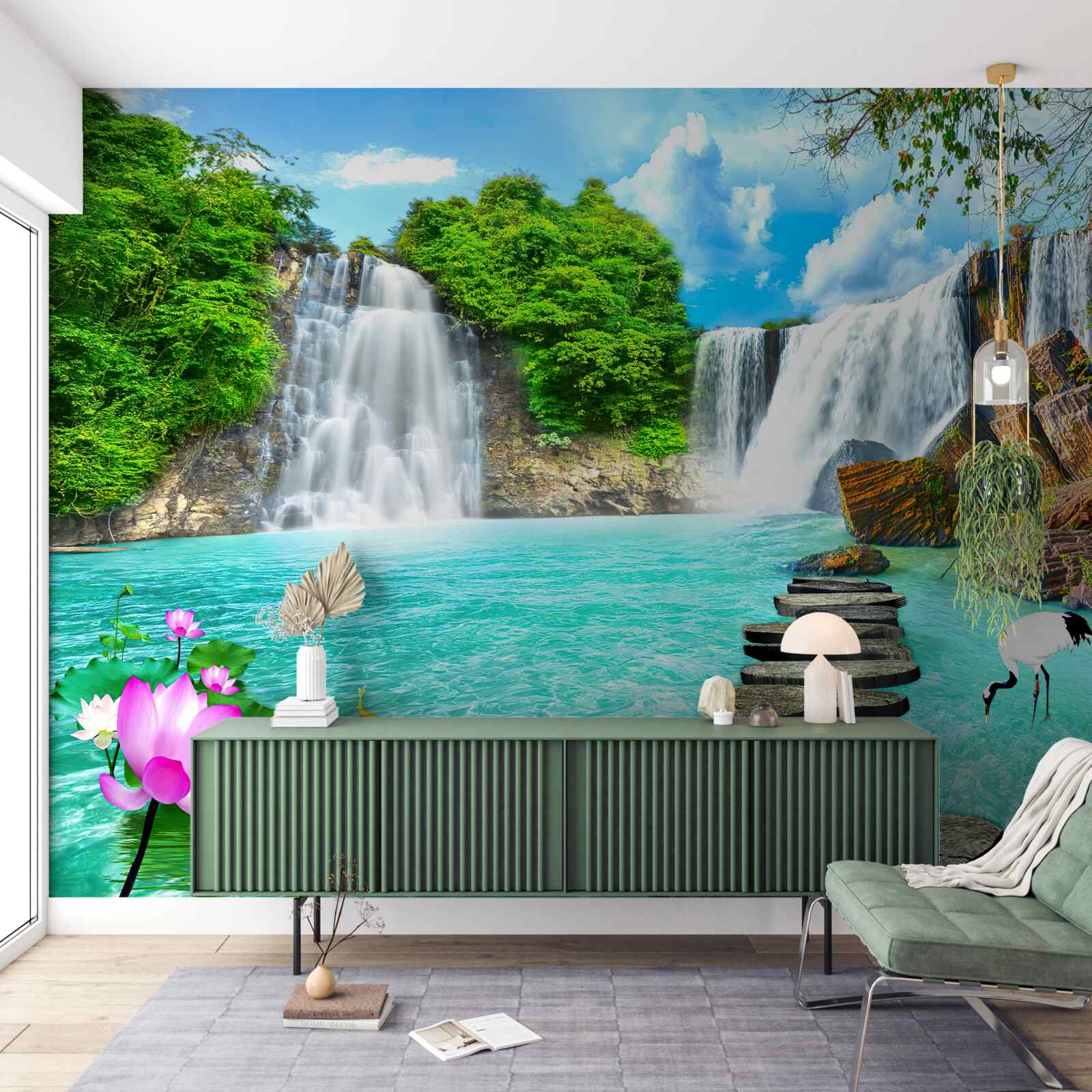 Фотошпалери лісовий водоспад