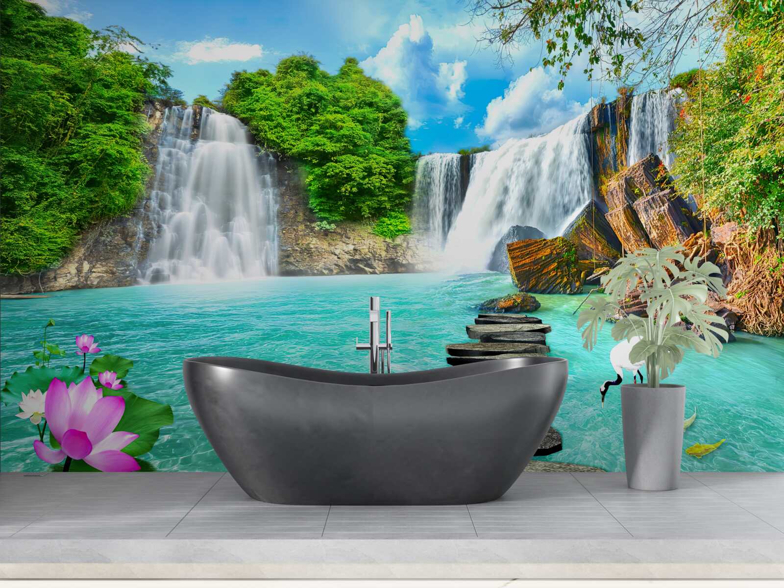 Фотошпалери лісовий водоспад