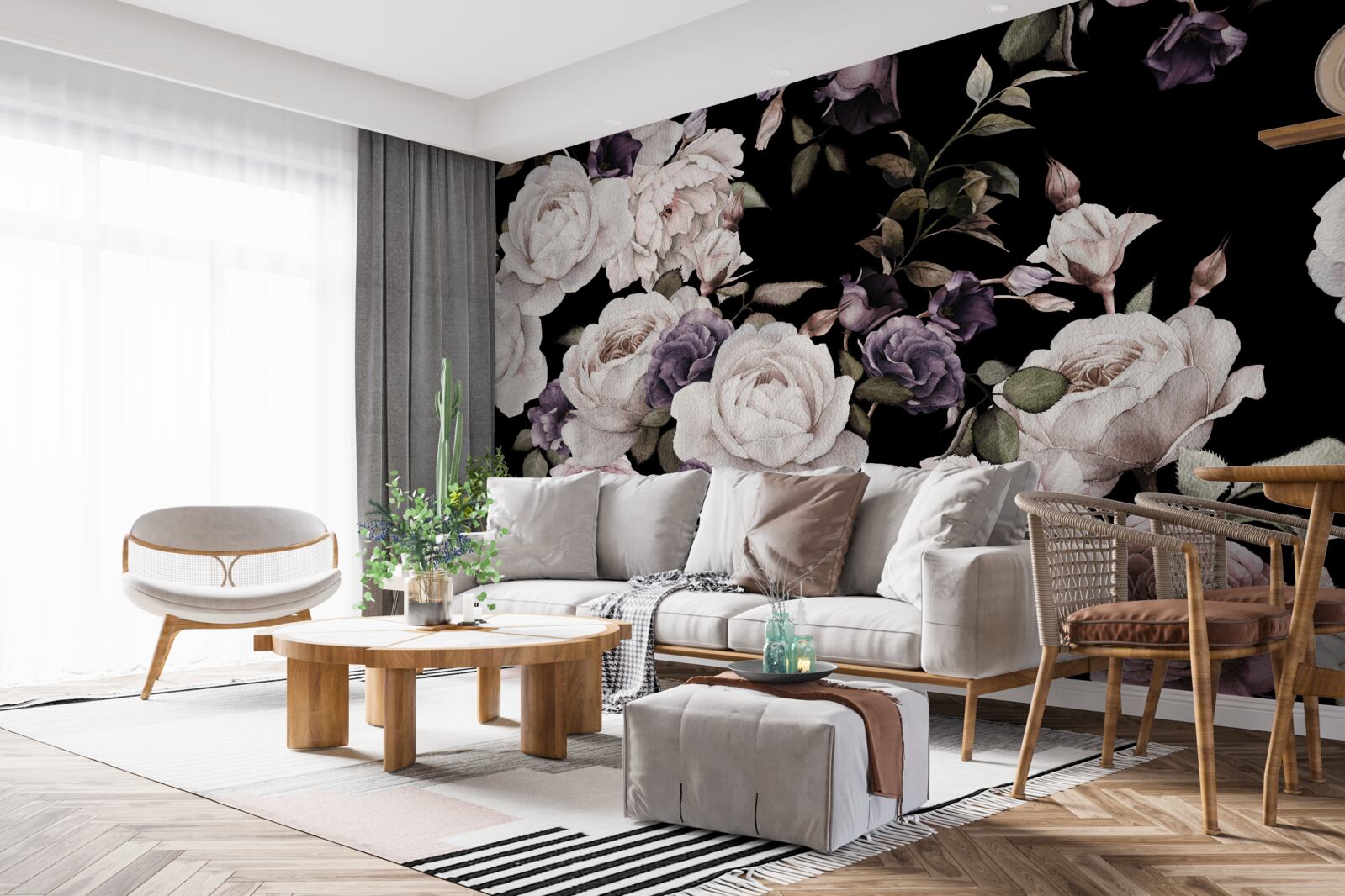 Фотошпалери темний фон, прикрашений півоніями