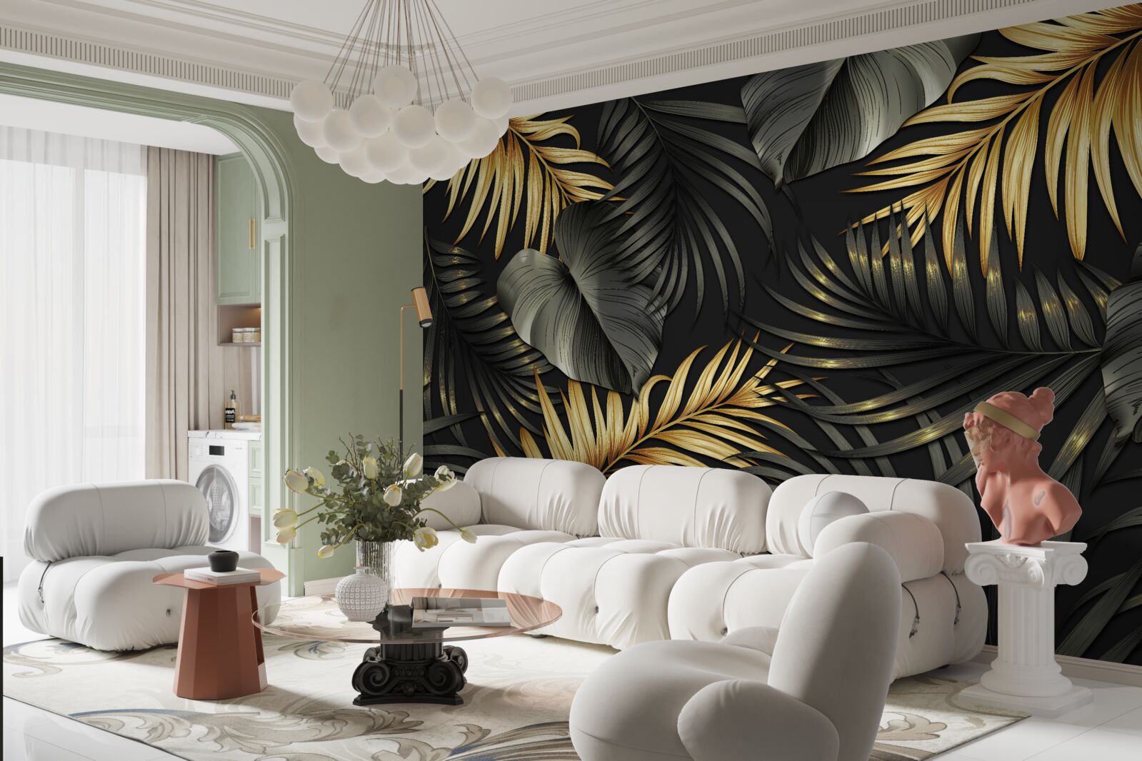 Фотошпалери гілки, всіяні зеленим листям