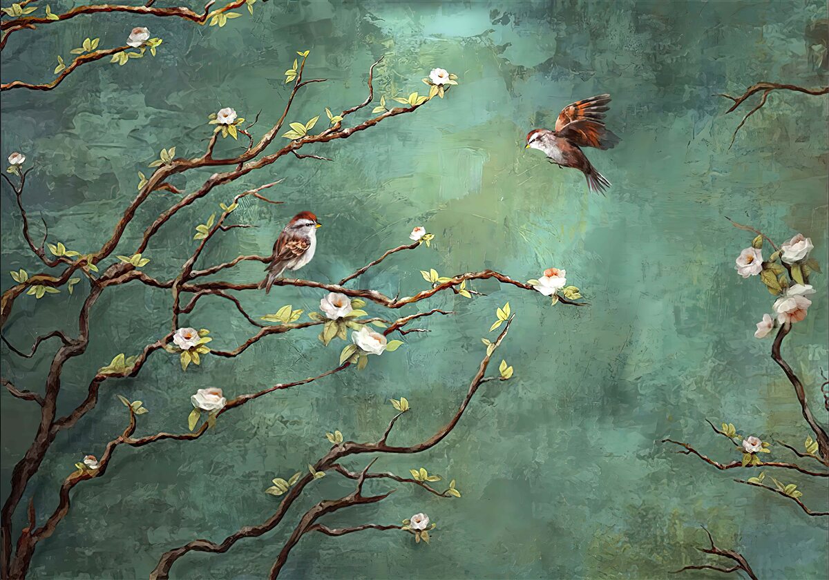 Фотошпалери гілки усіяні птахами